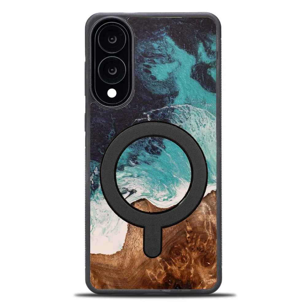Holzhülle für Galaxy S25 Edge, Bewood Unique Dream Island für MagSafe, Blau-Braun - Image 4