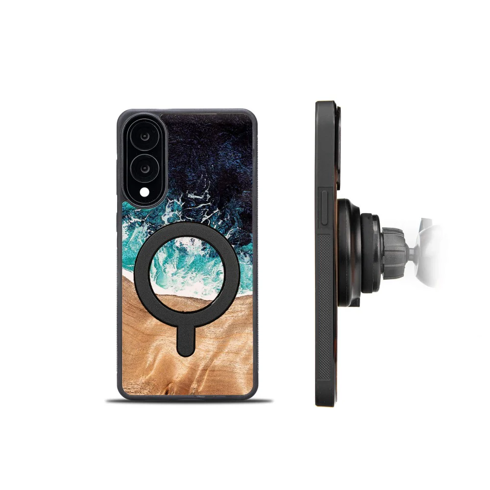 Holzhülle für Galaxy S25 Edge, Bewood Unique Dream Island für MagSafe, Blau-Braun - Image 5