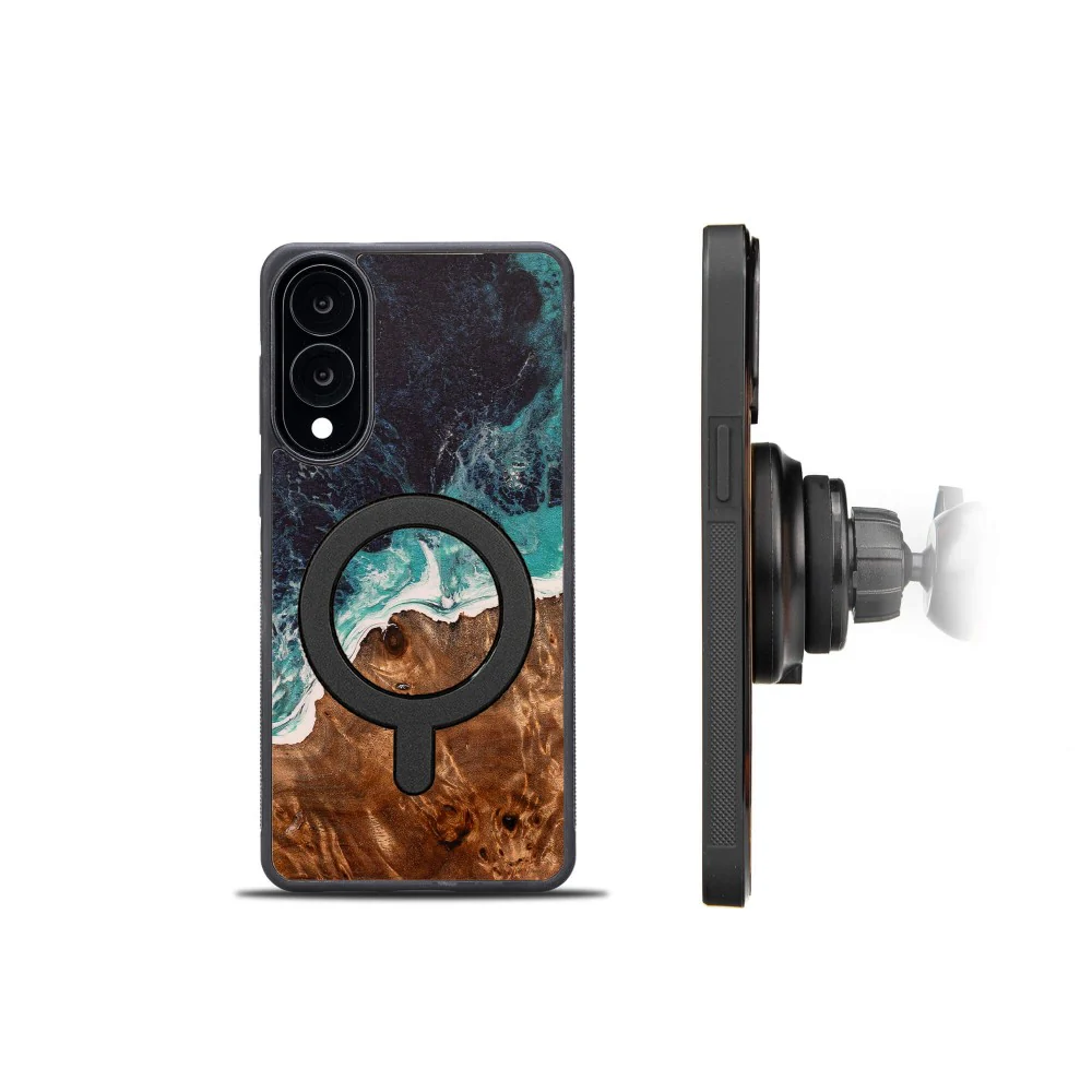 Holzhülle für Galaxy S25 Edge, Bewood Unique Dream Island für MagSafe, Blau-Braun - Image 6