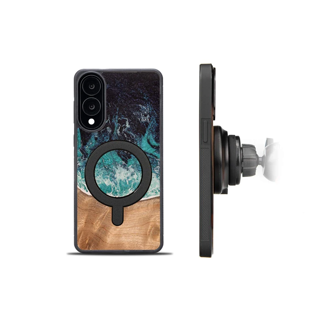 Holzhülle für Galaxy S25 Edge, Bewood Unique Dream Island für MagSafe, Blau-Braun - Image 7