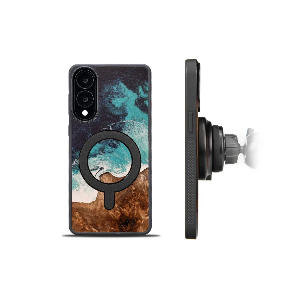 Holzhülle für Galaxy S25 Edge, Bewood Unique Dream Island für MagSafe, Blau-Braun - Image 8