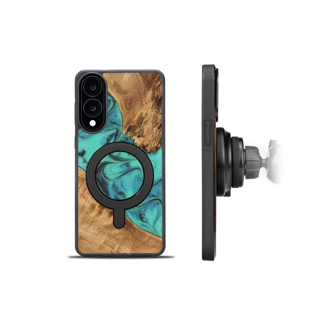 Holzhülle für Galaxy S25 Edge, Bewood Unique Turquoise für MagSafe - Image 2