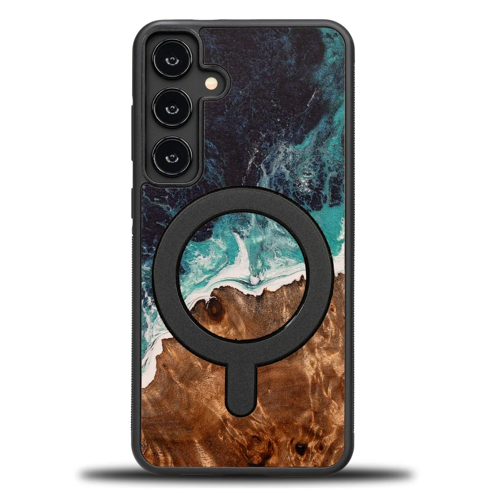 Holzhülle für Galaxy S25 Plus, Bewood Unique Dream Island für MagSafe, Blau-Braun - Image 7