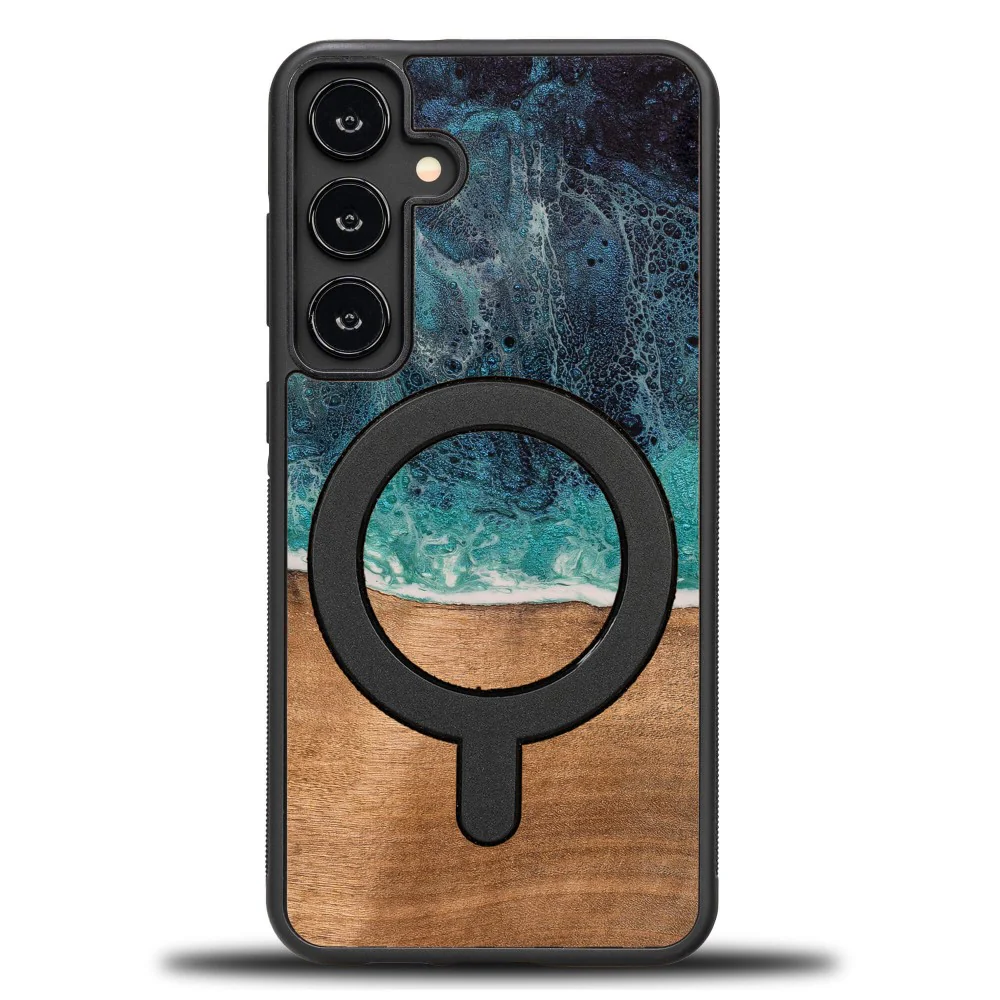 Holzhülle für Galaxy S25 Plus, Bewood Unique Dream Island für MagSafe, Blau-Braun - Image 9