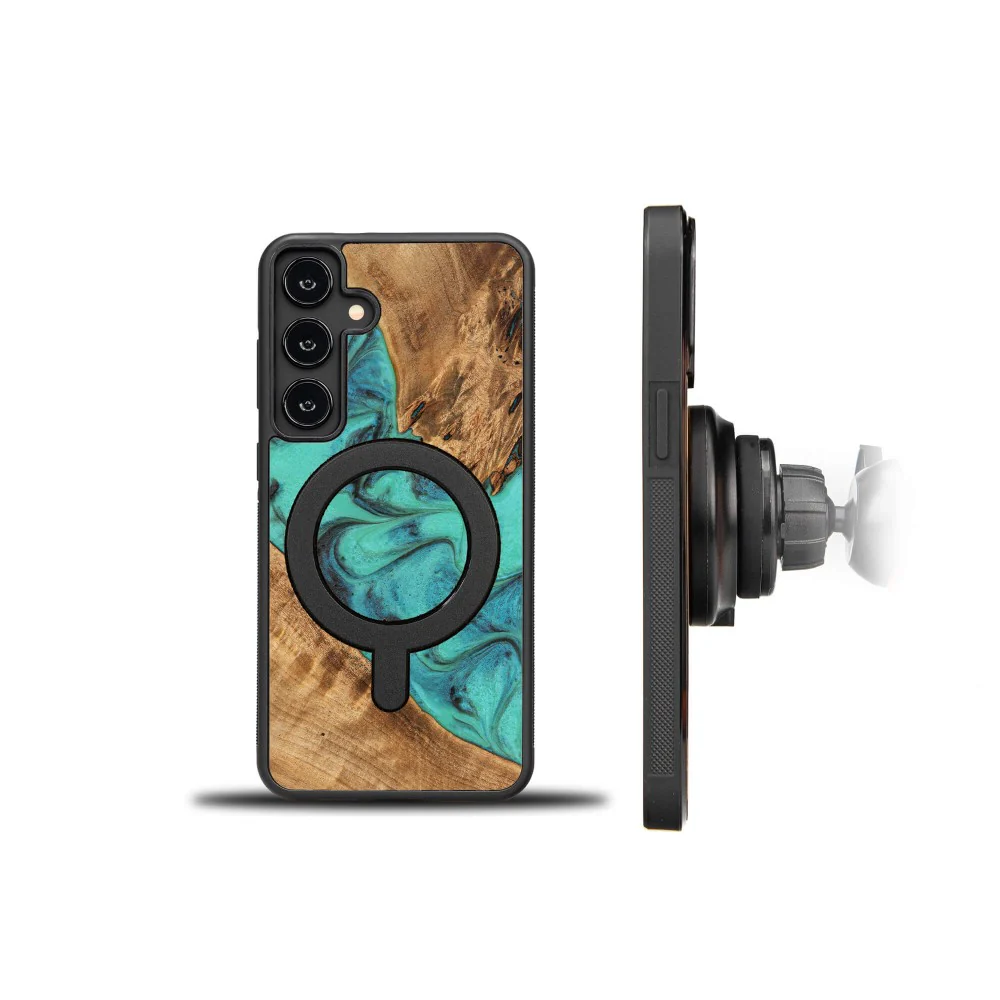 Holzhülle für Galaxy S25 Plus, Bewood Unique Turquoise für MagSafe - Image 2