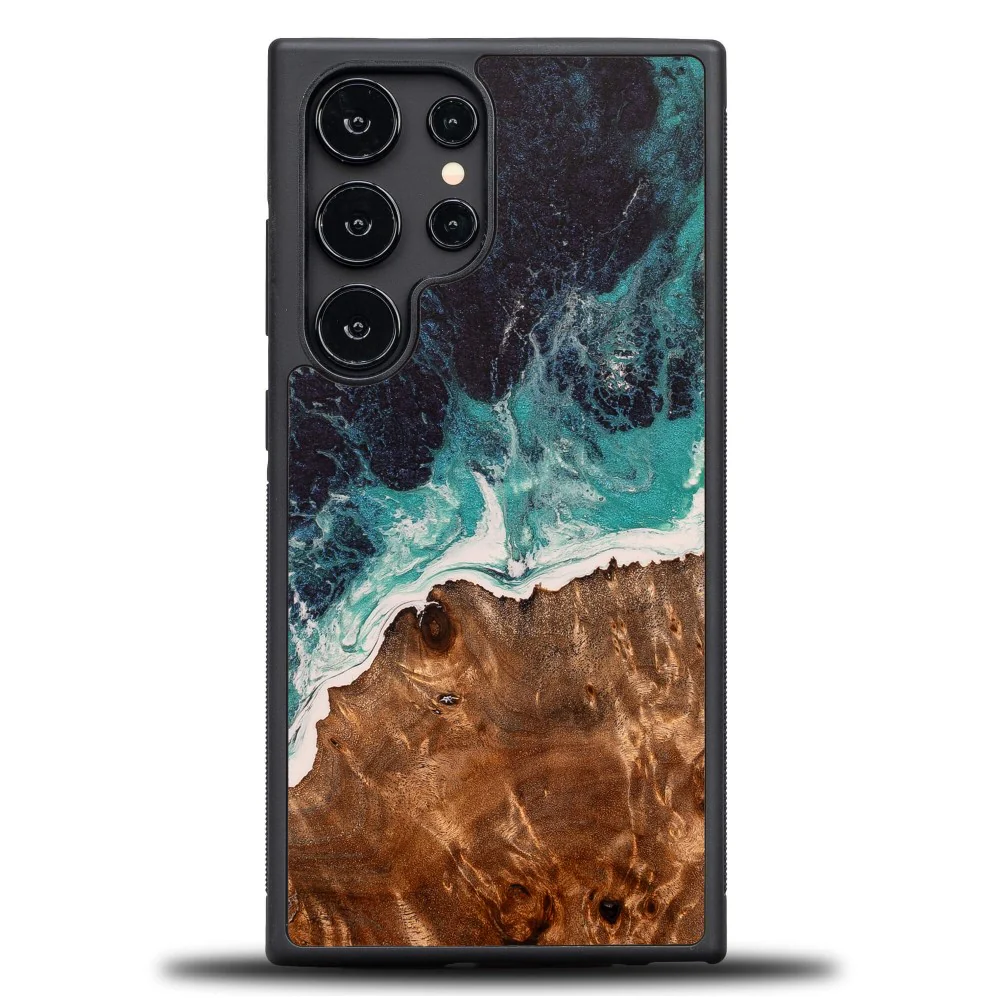 Holzhülle für Galaxy S25 Ultra, Bewood Unique Dream Island, Blau-Braun - Image 2