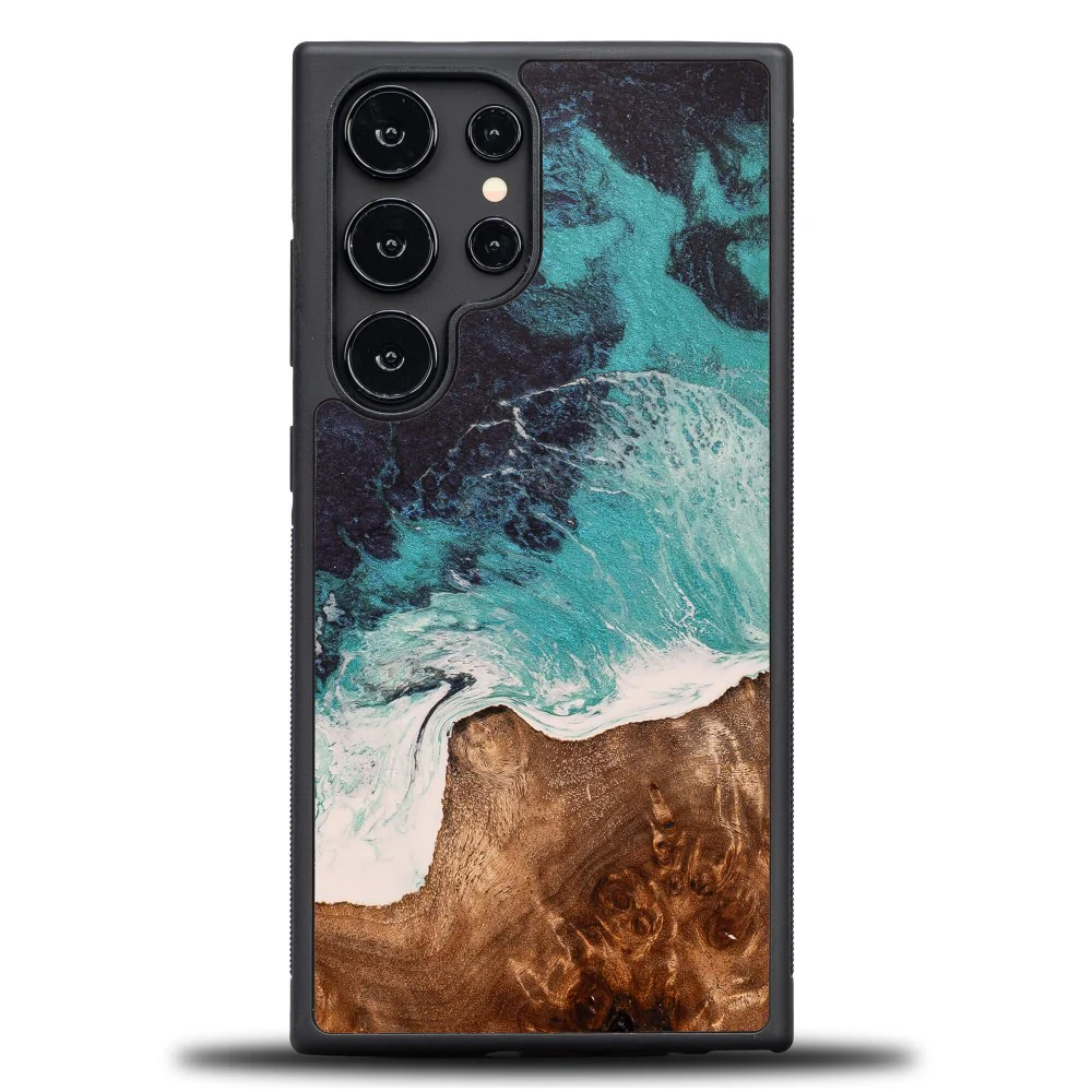 Holzhülle für Galaxy S25 Ultra, Bewood Unique Dream Island, Blau-Braun - Image 6