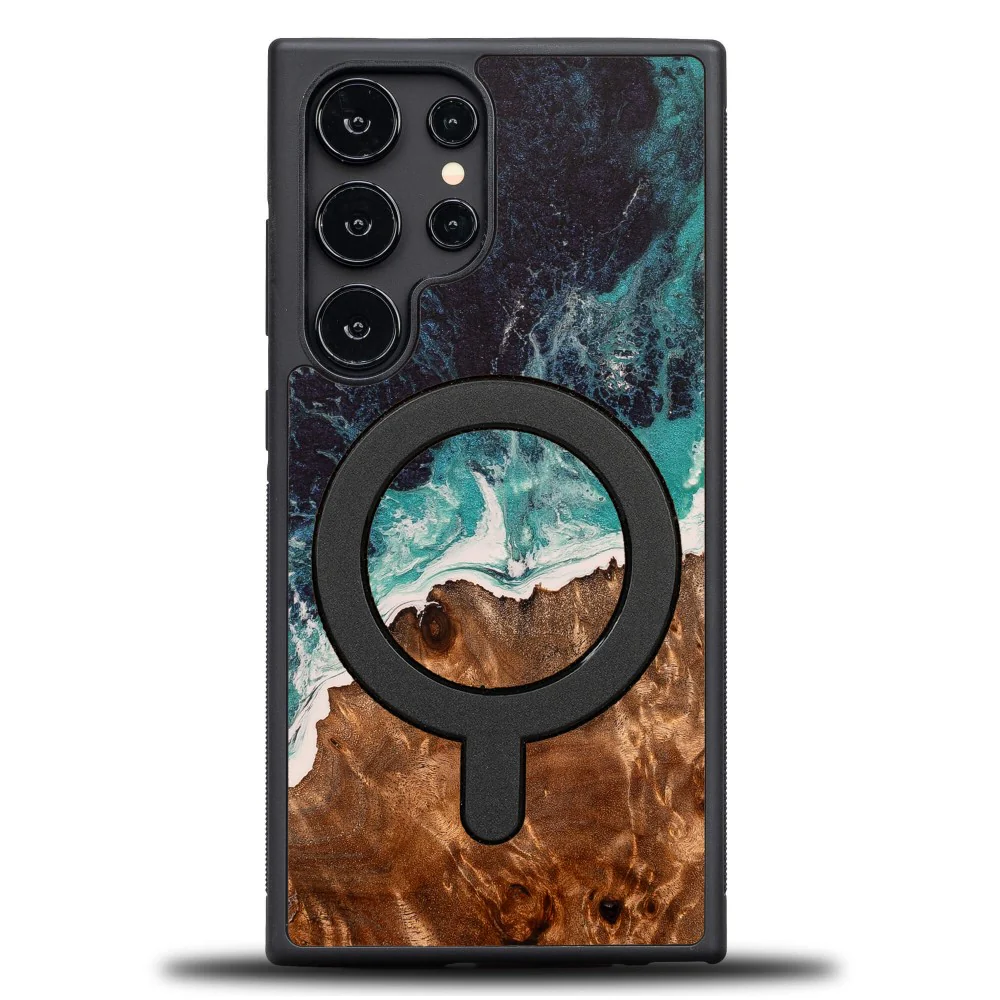 Holzhülle für Galaxy S25 Ultra, Bewood Unique Dream Island für MagSafe, Blau-Braun - Image 7