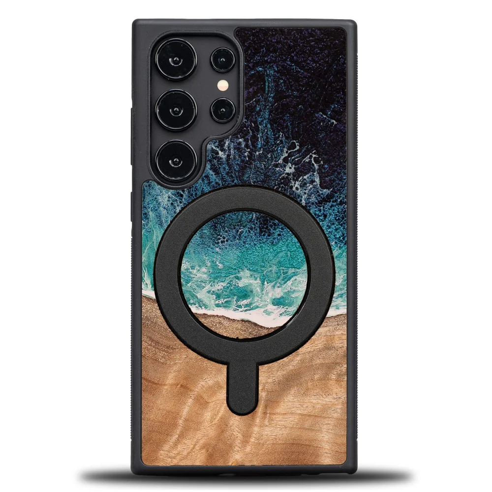 Holzhülle für Galaxy S25 Ultra, Bewood Unique Dream Island für MagSafe, Blau-Braun - Image 8
