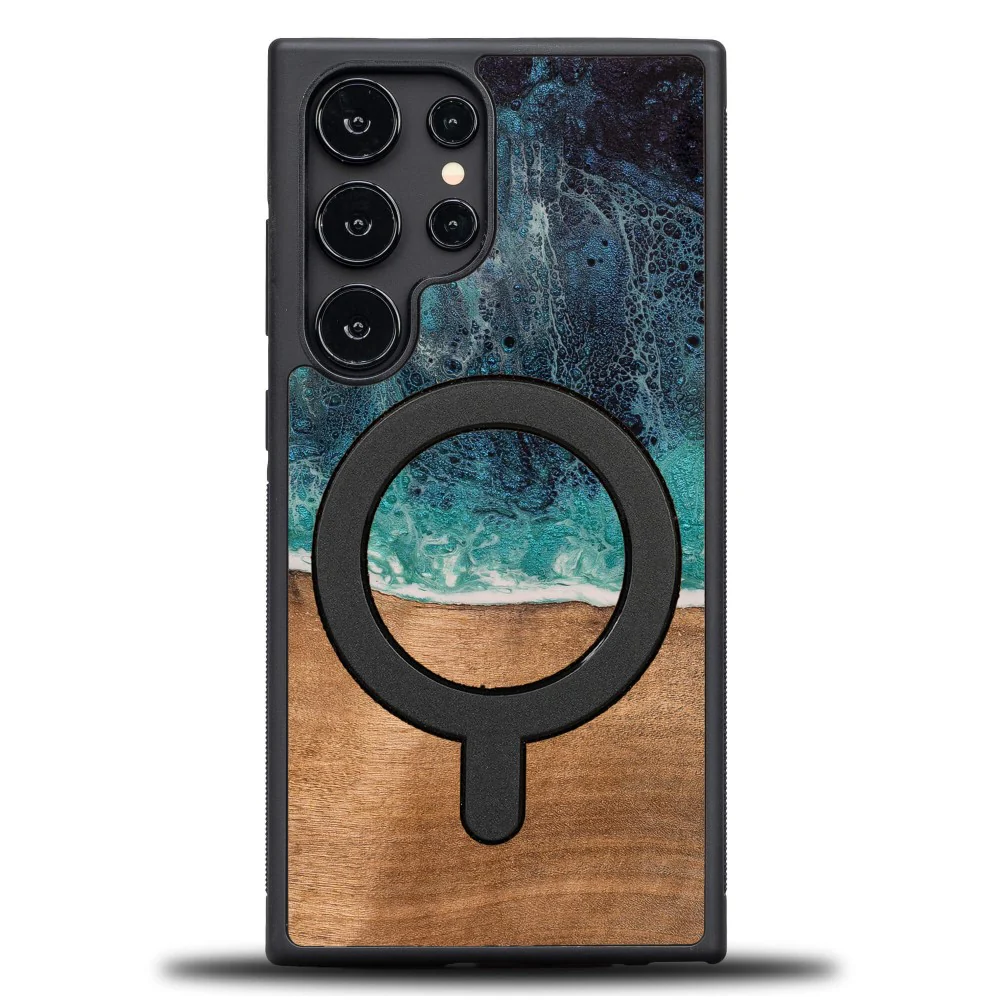 Holzhülle für Galaxy S25 Ultra, Bewood Unique Dream Island für MagSafe, Blau-Braun - Image 9