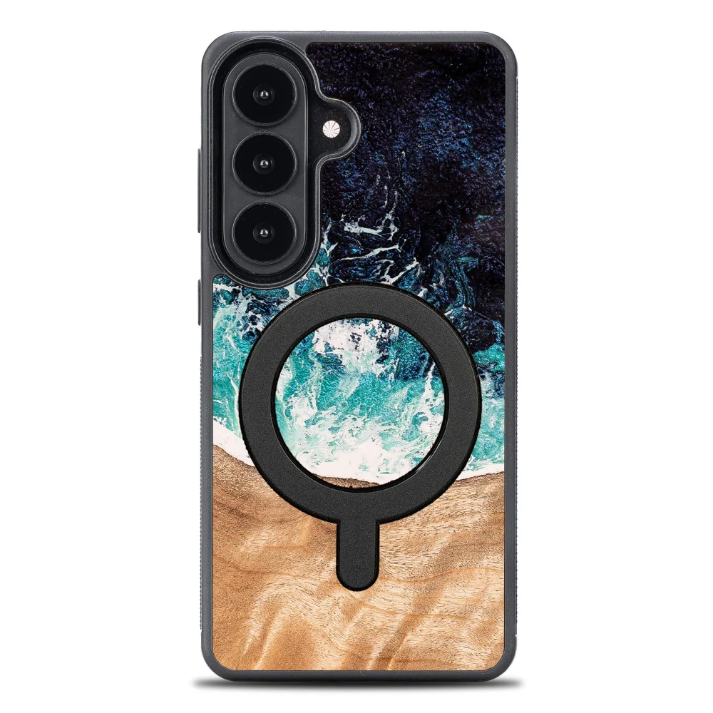Holzhülle für Galaxy S26, Bewood Unique Dream Island für MagSafe, Blau-Braun - Image 4