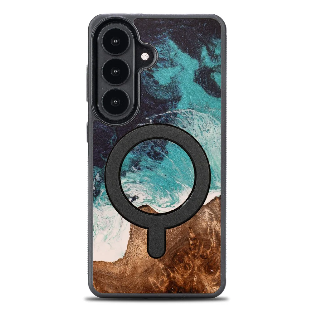 Holzhülle für Galaxy S26 Plus, Bewood Unique Dream Island für MagSafe, Blau-Braun - Image 4