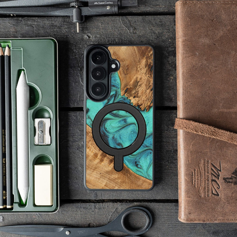 Holzhülle für Galaxy S26 Plus, Bewood Unique Turquoise für MagSafe - Image 3