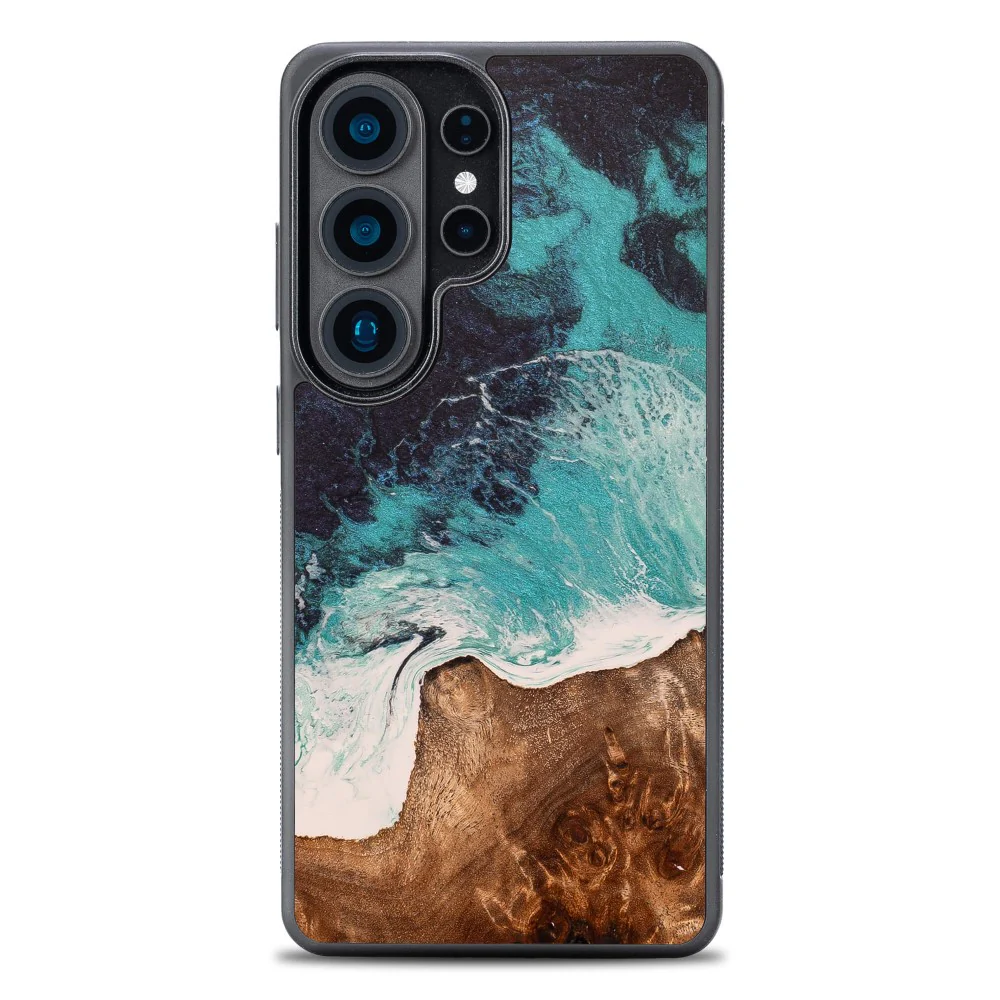 Holzhülle für Galaxy S26 Ultra, Bewood Unique Dream Island, Blau-Braun - Image 4
