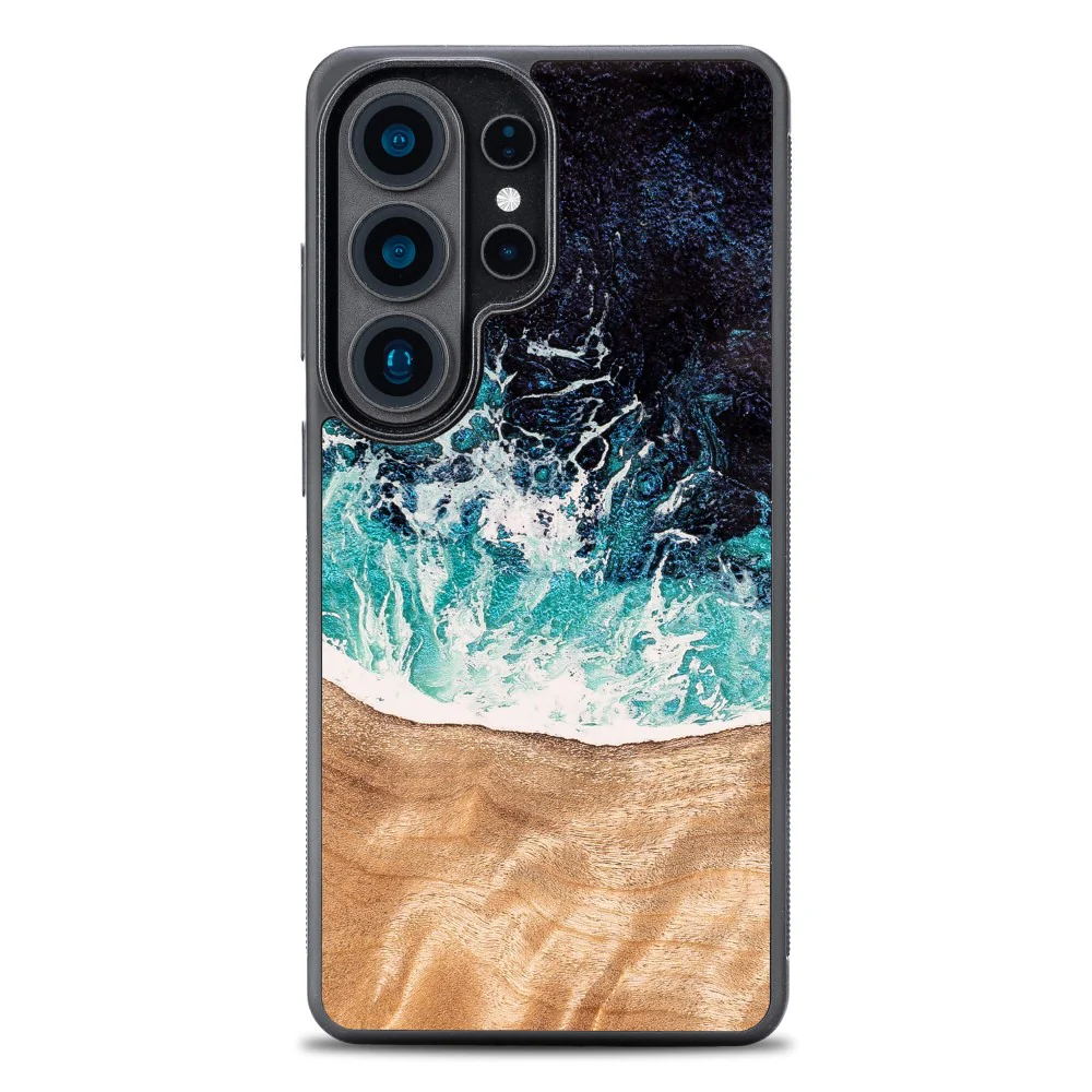 Holzhülle für Galaxy S26 Ultra, Bewood Unique Dream Island, Blau-Braun - Image 5