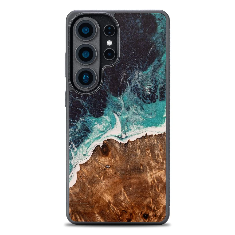 Holzhülle für Galaxy S26 Ultra, Bewood Unique Dream Island, Blau-Braun - Image 6