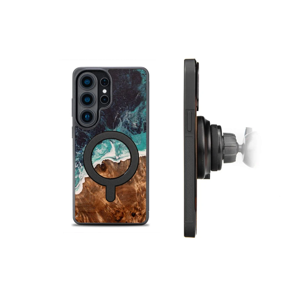 Holzhülle für Galaxy S26 Ultra, Bewood Unique Dream Island für MagSafe, Blau-Braun - Image 6