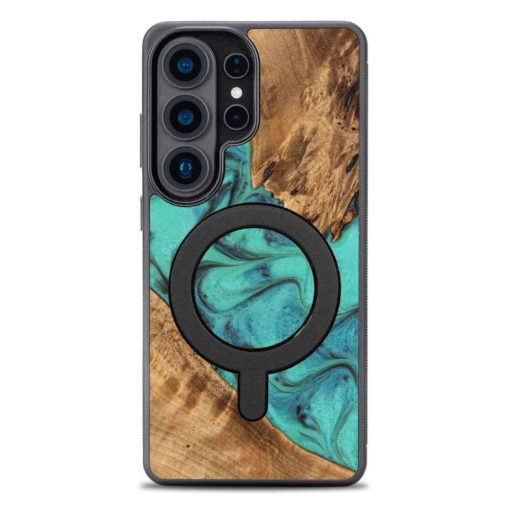 Holzhülle für Galaxy S26 Ultra, Bewood Unique Turquoise für MagSafe