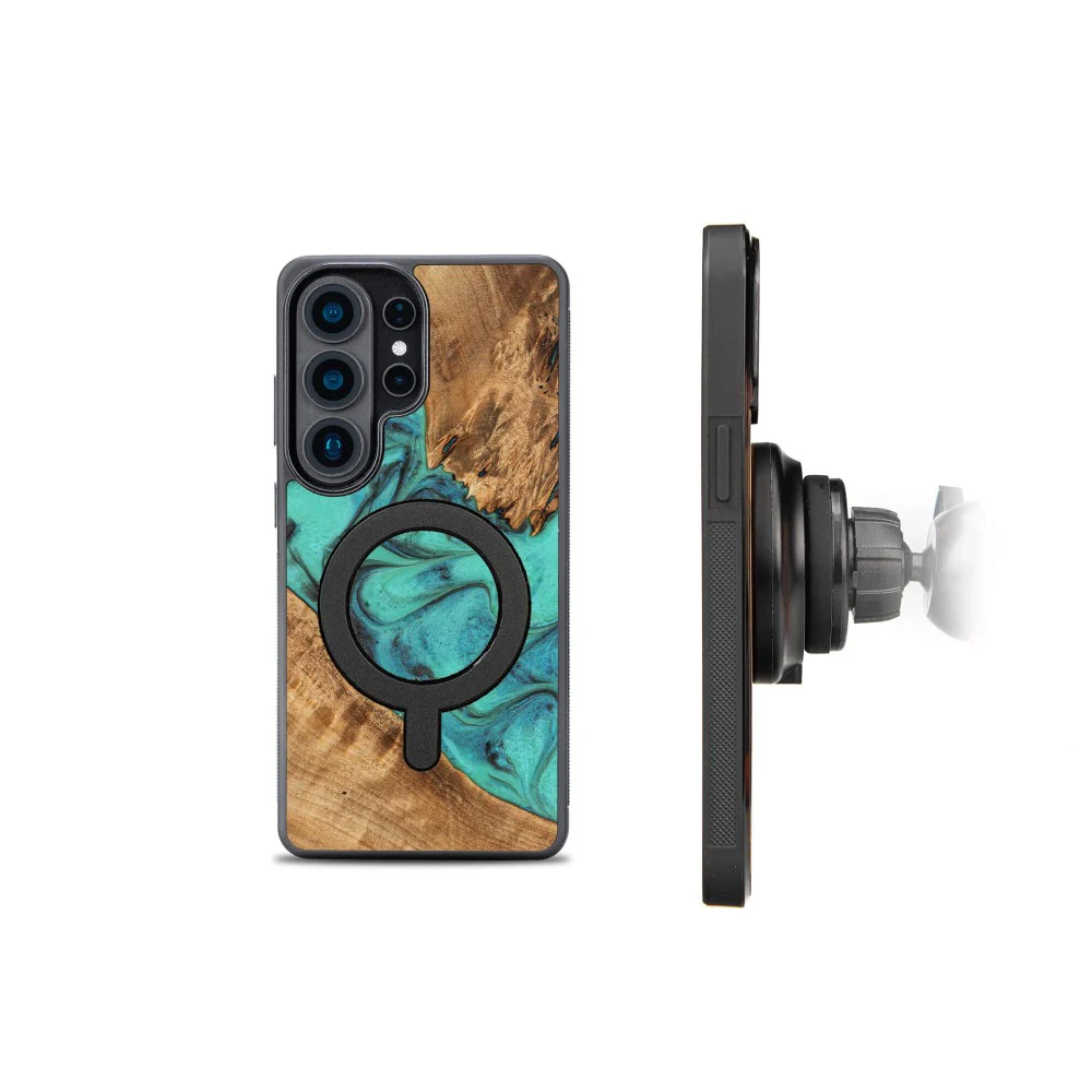 Holzhülle für Galaxy S26 Ultra, Bewood Unique Turquoise für MagSafe - Image 2
