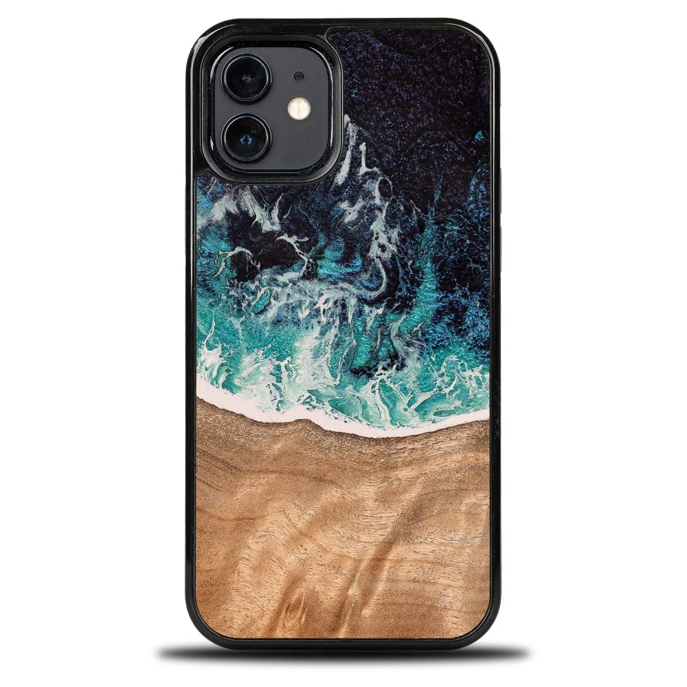 Holzhülle für iPhone 12 / iPhone 12 Pro, Bewood Unique Dream Island, Blau-Braun - Image 10