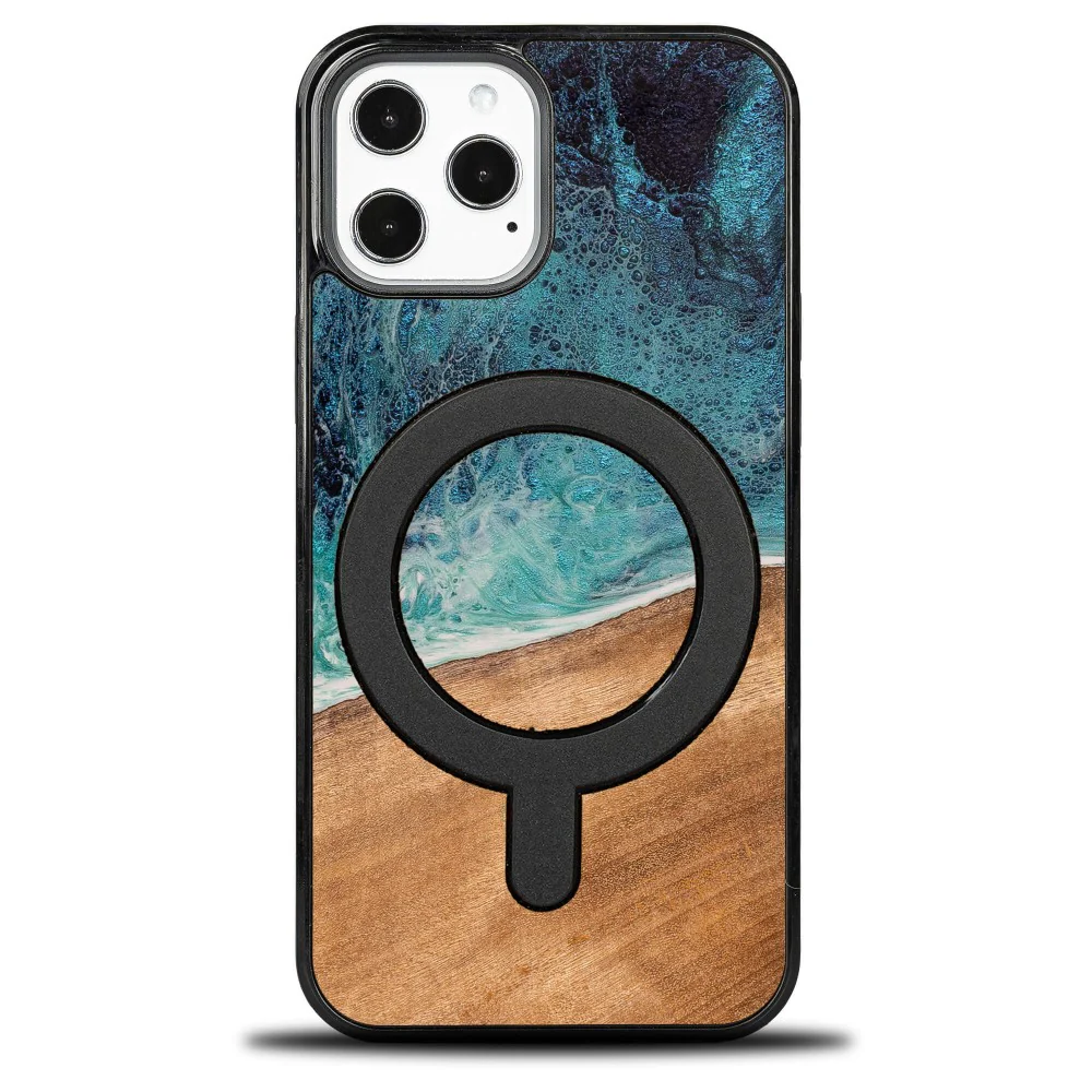 Holzhülle für iPhone 12 Pro Max, Bewood Unique Dream Island für MagSafe, Blau-Braun - Image 9
