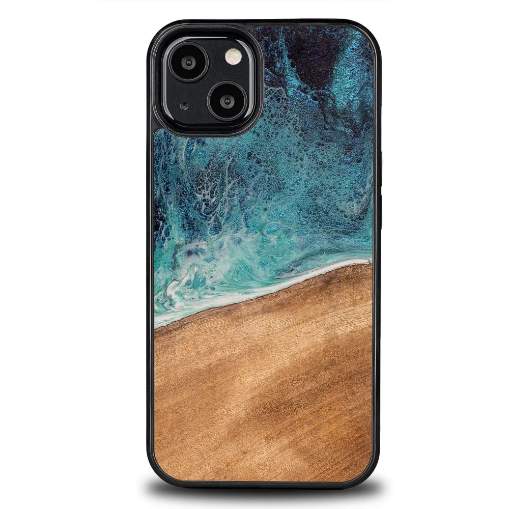 Holzhülle für iPhone 13, Bewood Unique Dream Island, Blau-Braun - Image 9