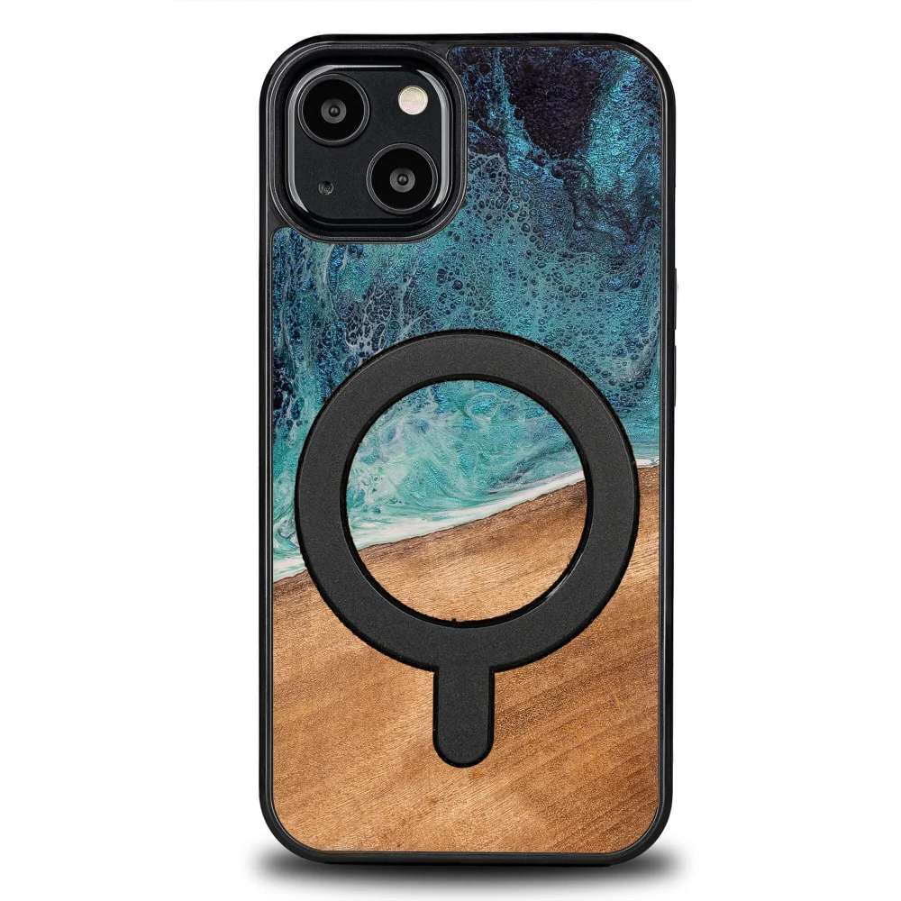 Holzhülle für iPhone 13, Bewood Unique Dream Island für MagSafe, Blau-Braun - Image 10