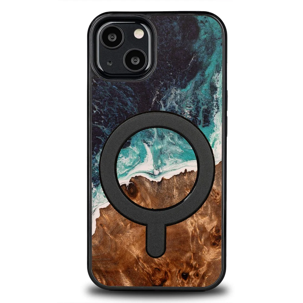 Holzhülle für iPhone 13, Bewood Unique Dream Island für MagSafe, Blau-Braun - Image 7