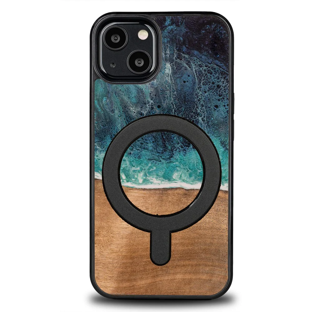 Holzhülle für iPhone 13, Bewood Unique Dream Island für MagSafe, Blau-Braun - Image 9