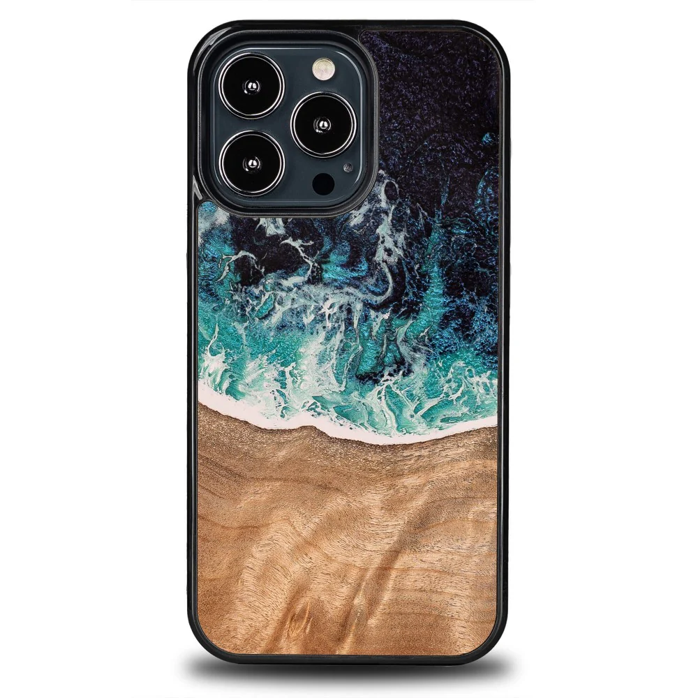 Holzhülle für iPhone 13 Pro, Bewood Unique Dream Island, Blau-Braun - Image 10