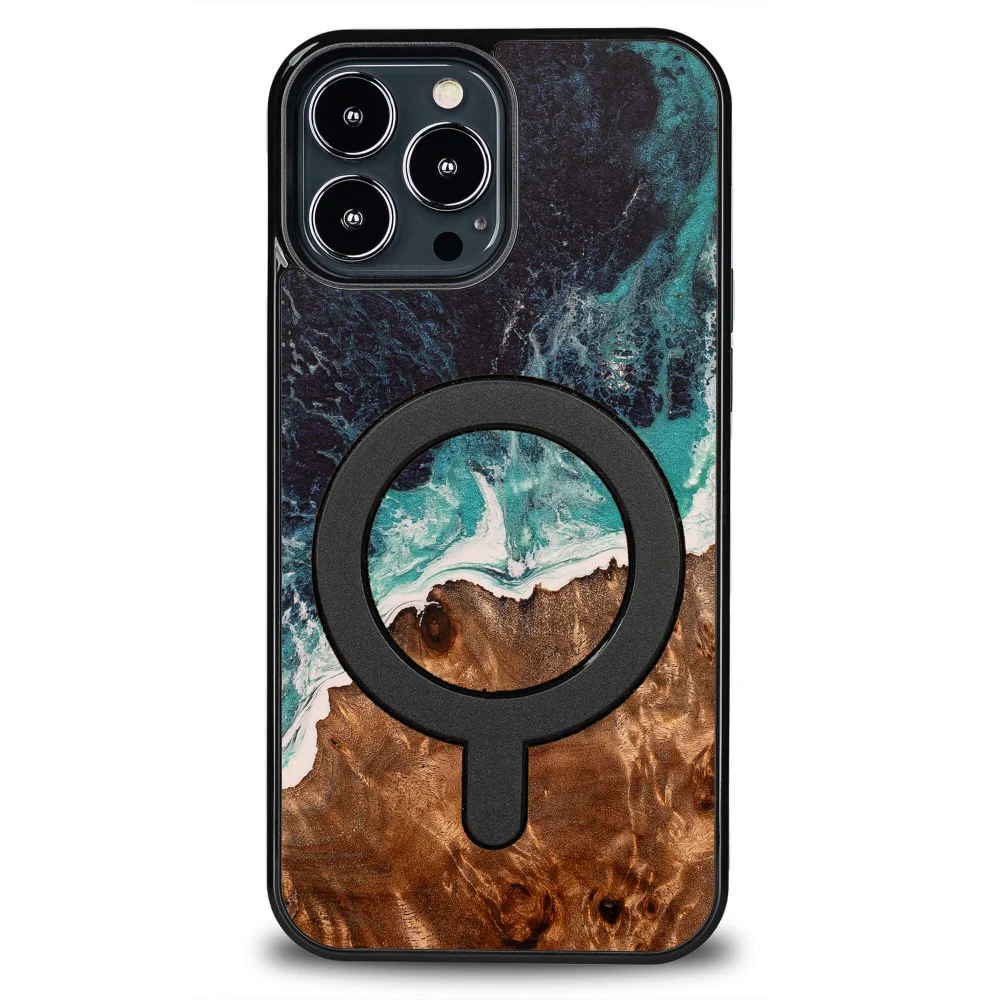 Holzhülle für iPhone 13 Pro Max, Bewood Unique Dream Island für MagSafe, Blau-Braun - Image 7