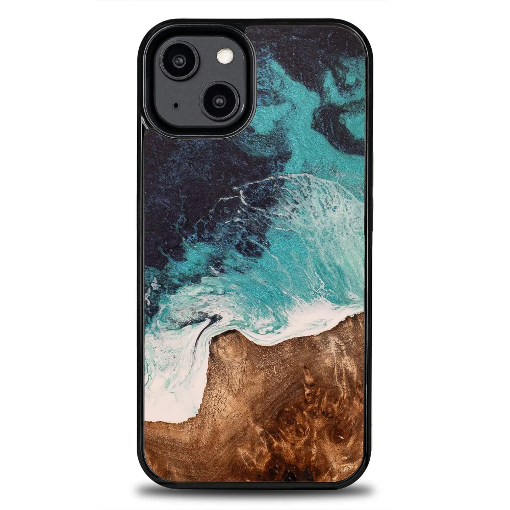 Holzhülle für iPhone 14, Bewood Unique Dream Island, Blau-Braun - Image 6