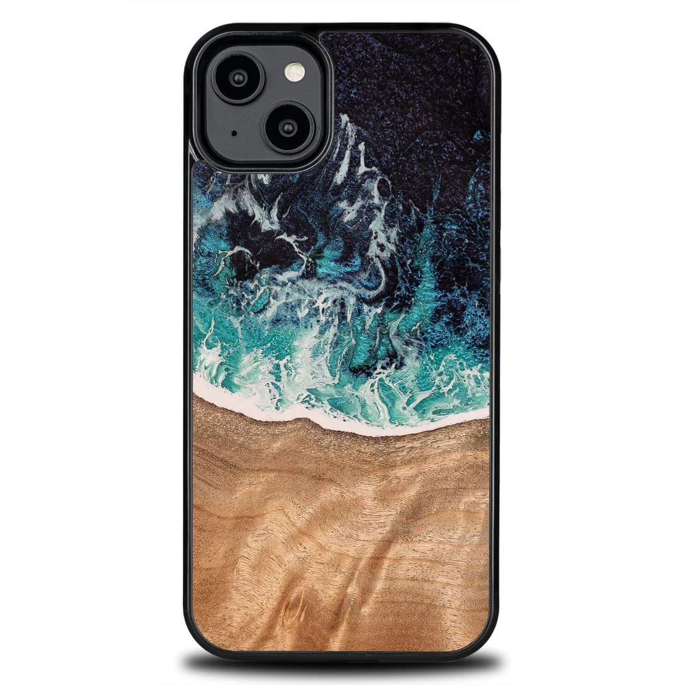 Holzhülle für iPhone 14 Plus, Bewood Unique Dream Island, Blau-Braun - Image 10