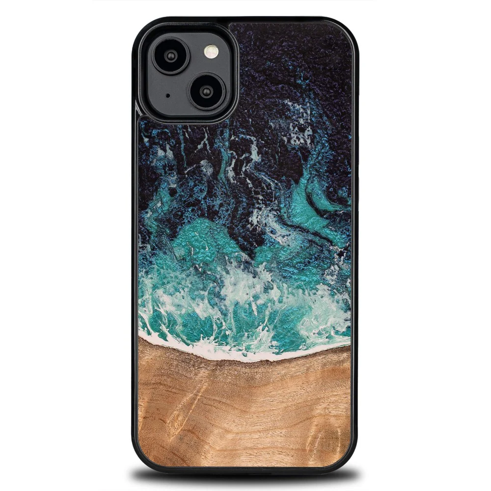 Holzhülle für iPhone 14 Plus, Bewood Unique Dream Island, Blau-Braun - Image 5