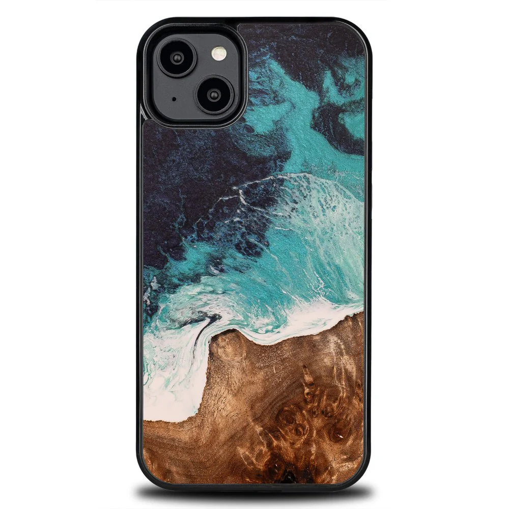 Holzhülle für iPhone 14 Plus, Bewood Unique Dream Island, Blau-Braun - Image 6