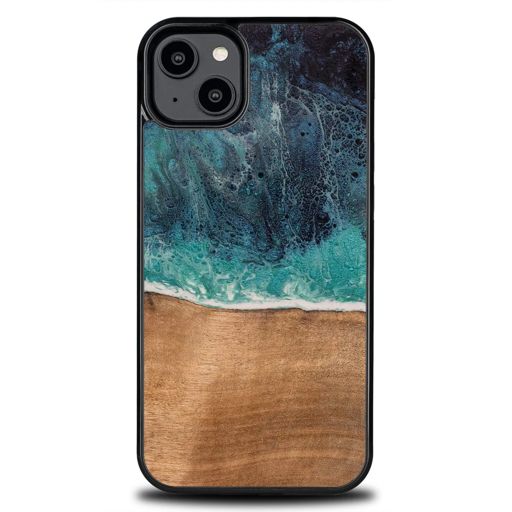 Holzhülle für iPhone 14 Plus, Bewood Unique Dream Island, Blau-Braun - Image 8