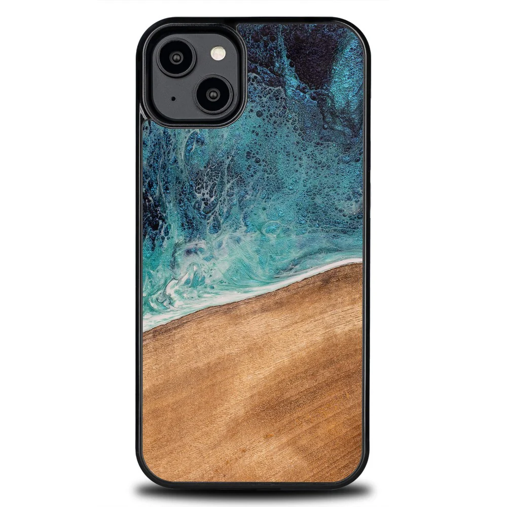 Holzhülle für iPhone 14 Plus, Bewood Unique Dream Island, Blau-Braun - Image 9