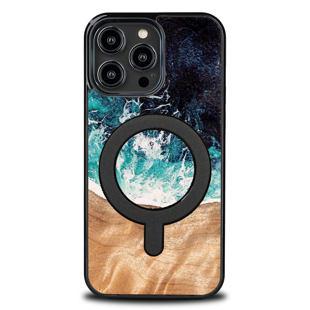Holzhülle für iPhone 14 Pro Max, Bewood Unique Dream Island für MagSafe, Blau-Braun - Image 6