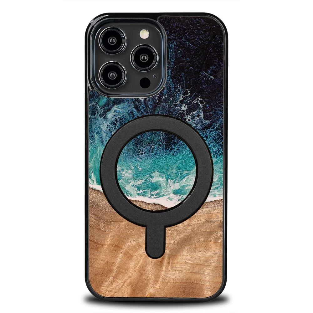 Holzhülle für iPhone 14 Pro Max, Bewood Unique Dream Island für MagSafe, Blau-Braun - Image 8