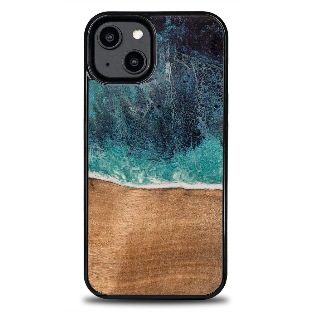Holzhülle für iPhone 15, Bewood Unique Dream Island, Blau-Braun - Image 8