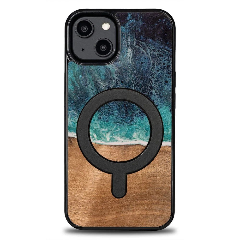 Holzhülle für iPhone 15, Bewood Unique Dream Island für MagSafe, Blau-Braun - Image 10
