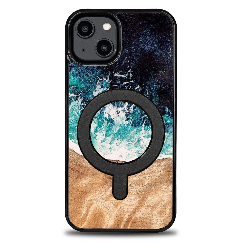 Holzhülle für iPhone 15, Bewood Unique Dream Island für MagSafe, Blau-Braun - Image 7