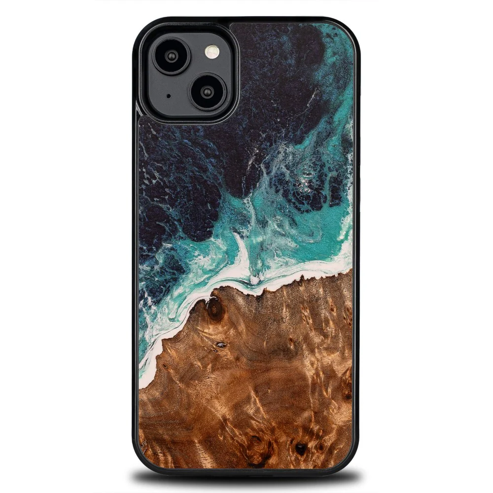 Holzhülle für iPhone 15 Plus, Bewood Unique Dream Island, Blau-Braun - Image 7