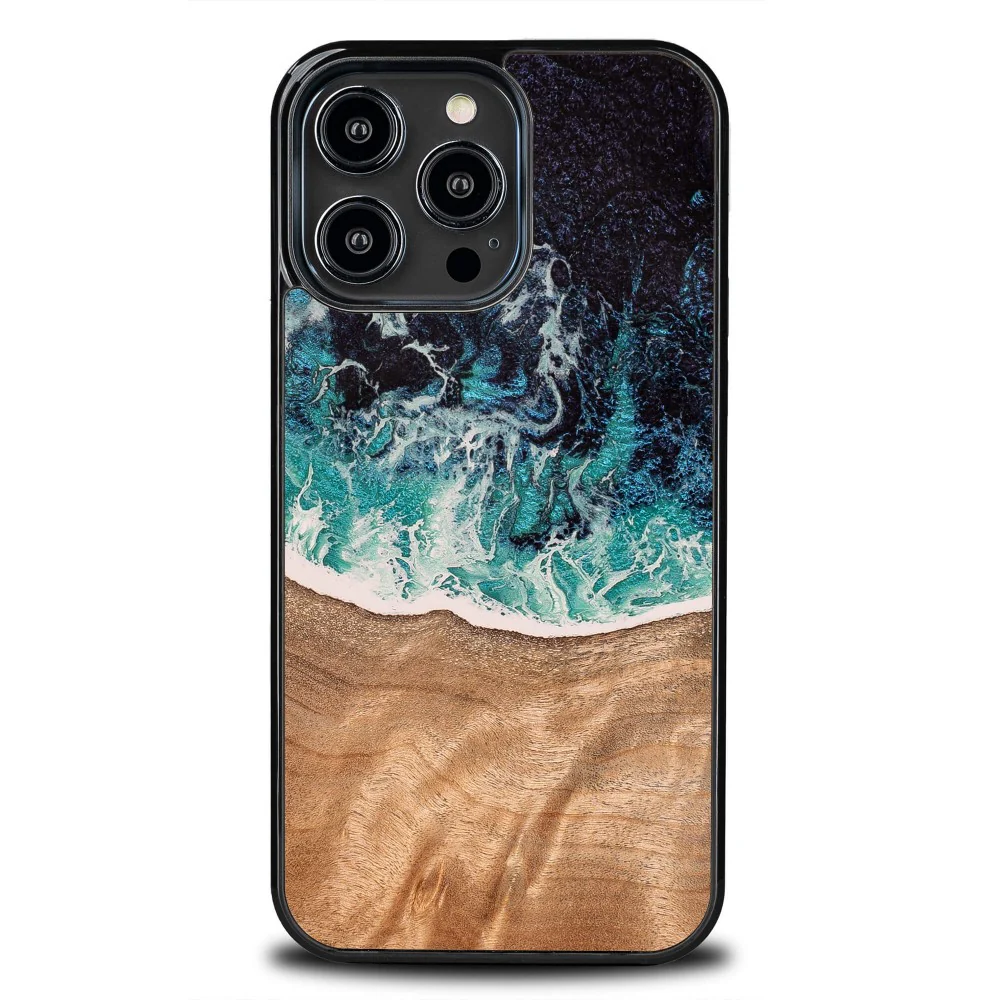 Holzhülle für iPhone 15 Pro, Bewood Unique Dream Island, Blau-Braun - Image 10