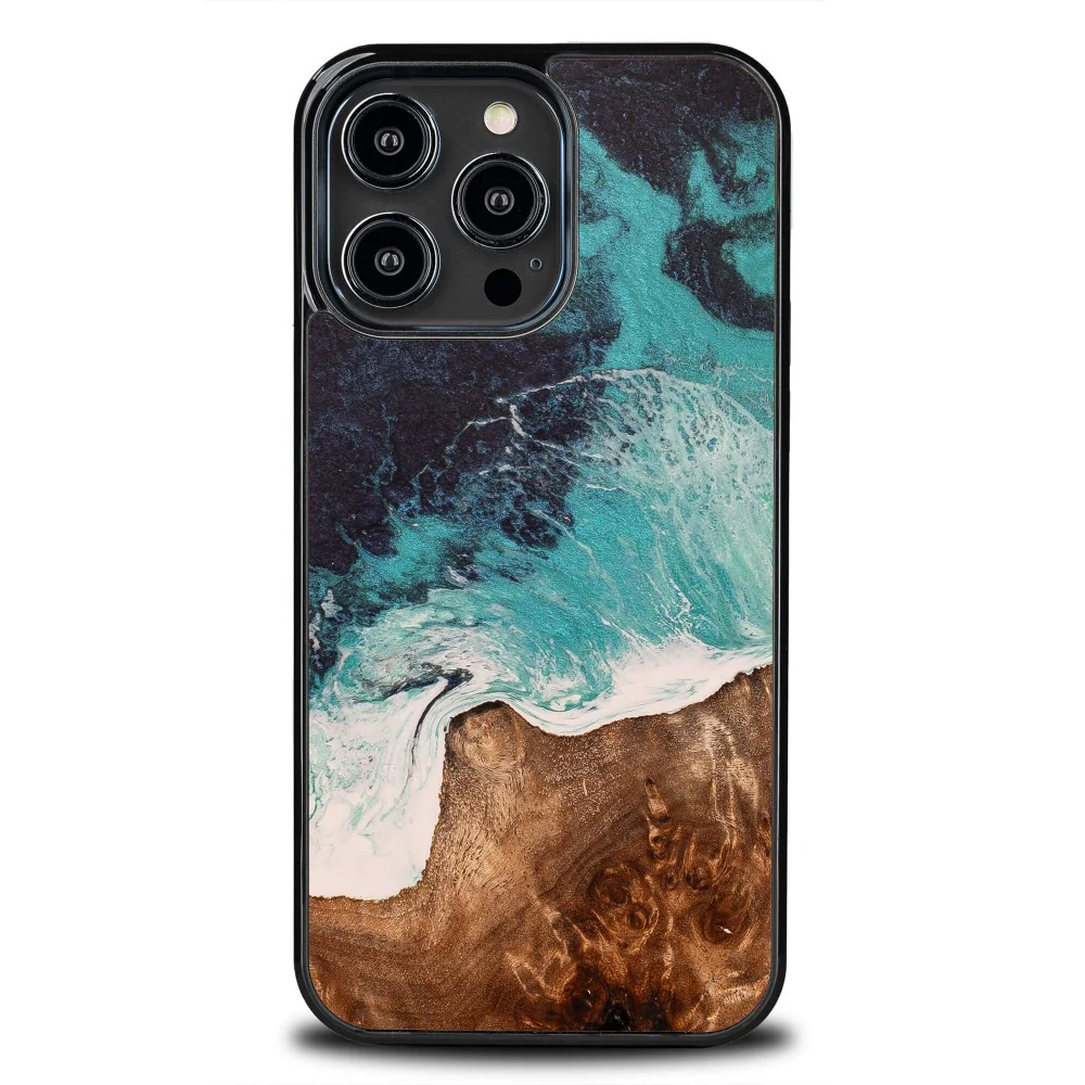 Holzhülle für iPhone 15 Pro, Bewood Unique Dream Island, Blau-Braun - Image 5