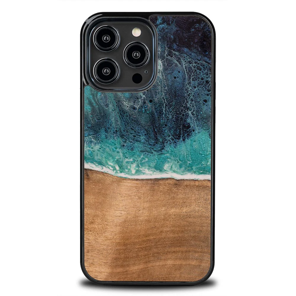 Holzhülle für iPhone 15 Pro, Bewood Unique Dream Island, Blau-Braun - Image 8