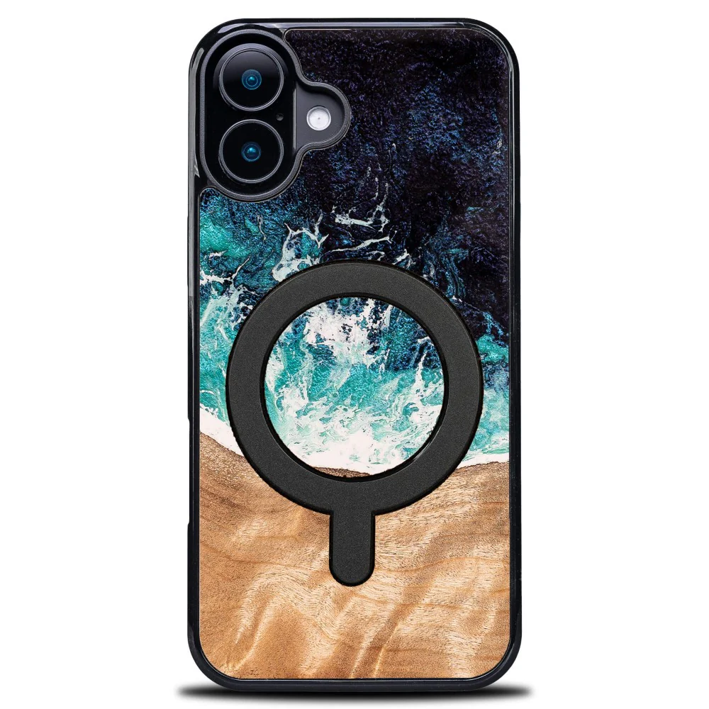 Holzhülle für iPhone 16, Bewood Unique Dream Island für MagSafe, Blau-Braun - Image 7