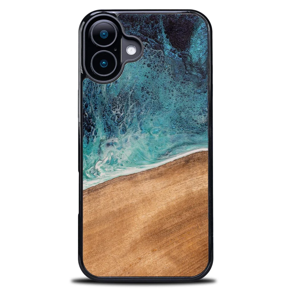 Holzhülle für iPhone 16 Plus, Bewood Unique Dream Island, Blau-Braun - Image 10