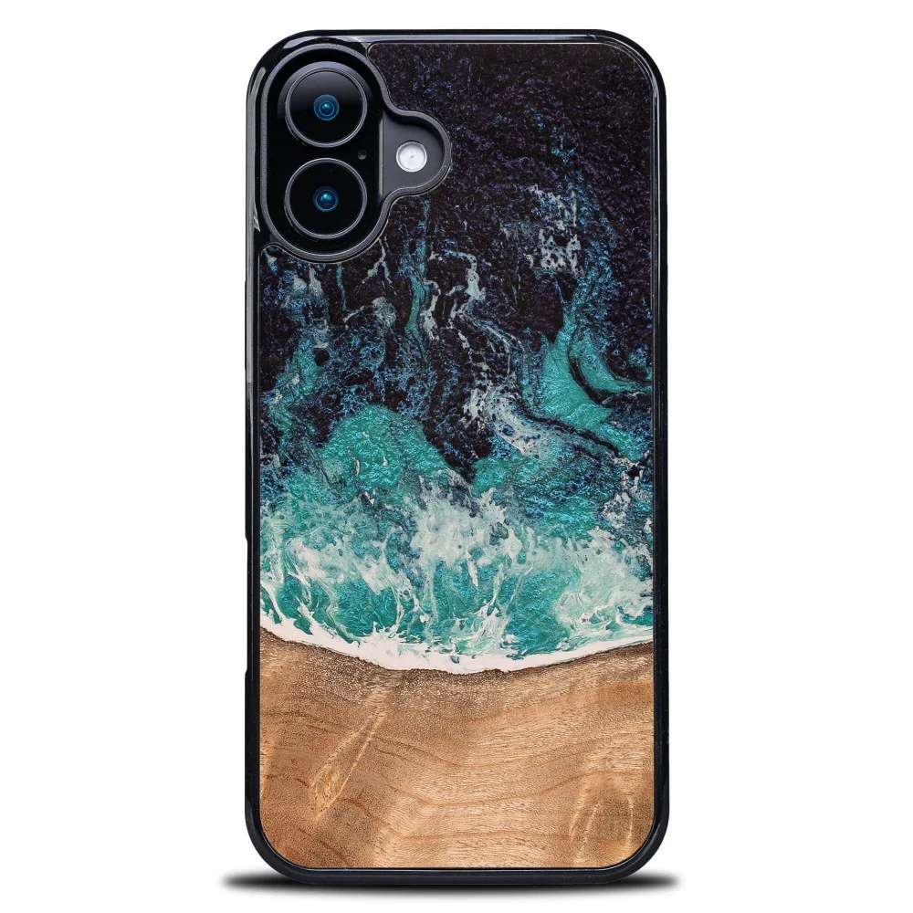 Holzhülle für iPhone 16 Plus, Bewood Unique Dream Island, Blau-Braun - Image 5
