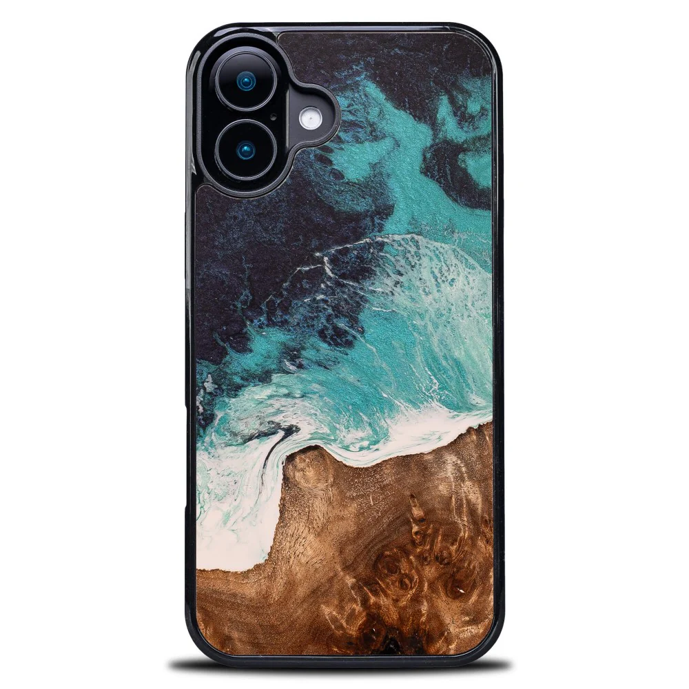 Holzhülle für iPhone 16 Plus, Bewood Unique Dream Island, Blau-Braun - Image 6